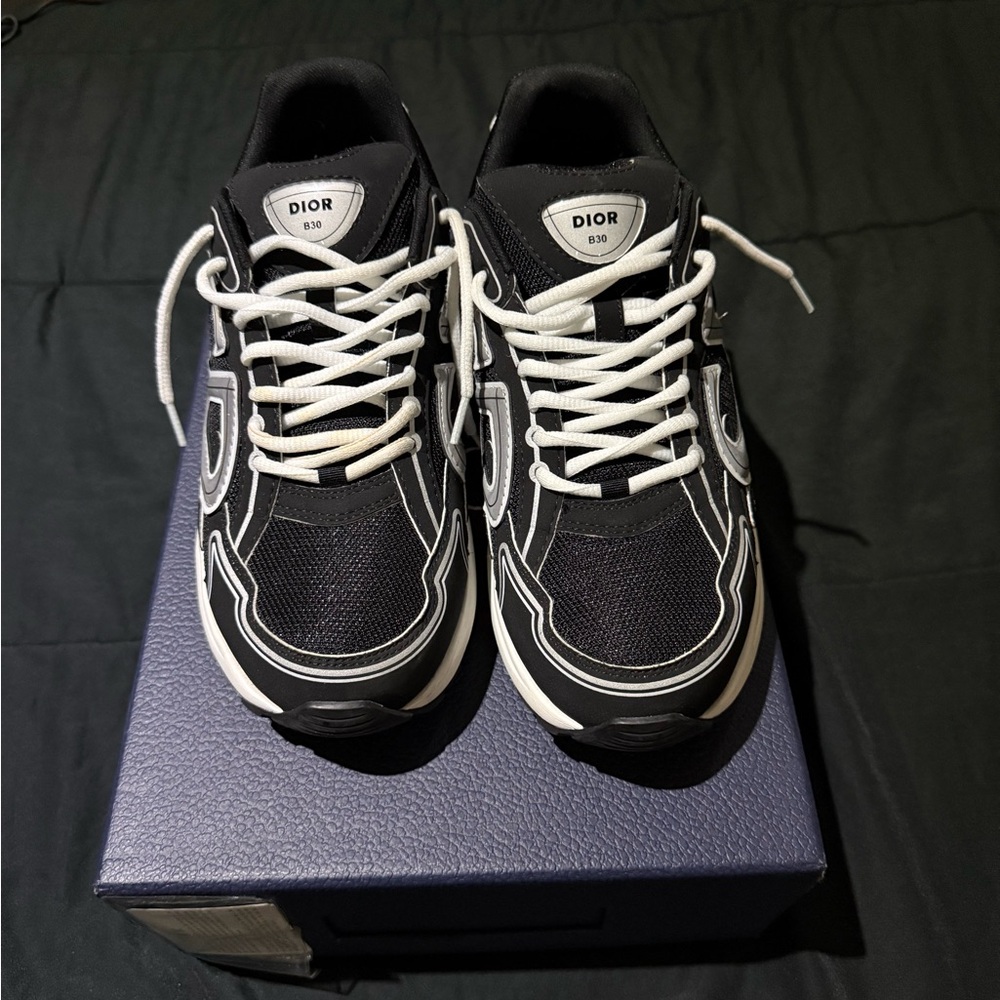 Dior Men's Black and White Lace-Up Sneakers